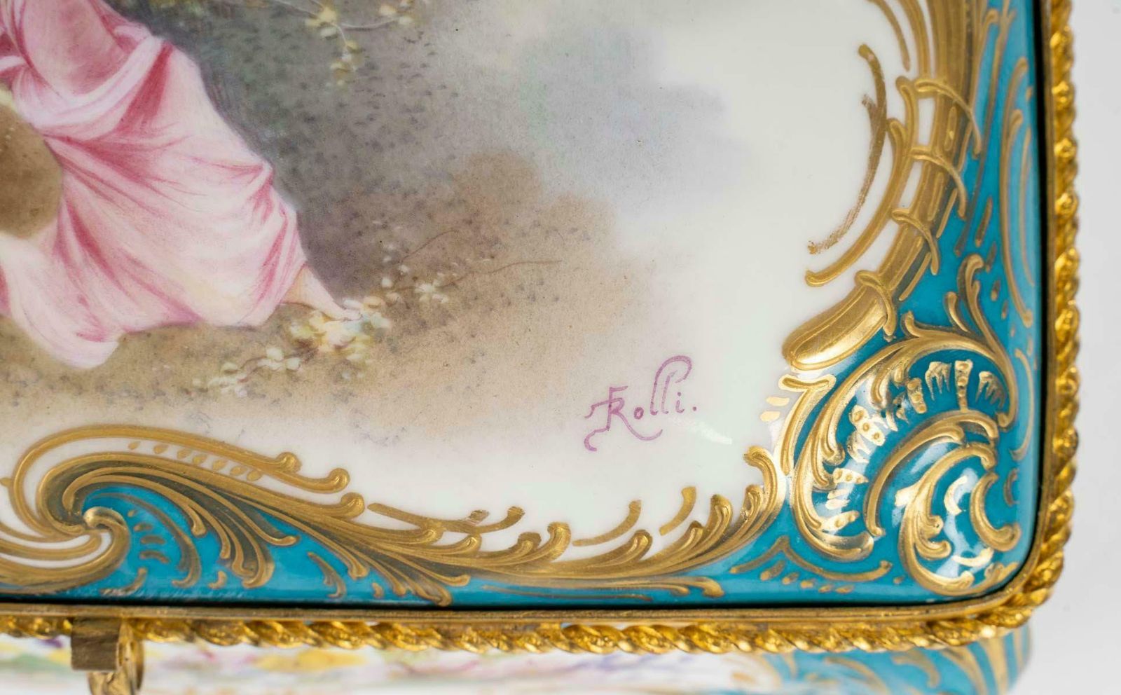 Sèvres Porcelain Box, Gilt Brass Mounting, 19th Century, Napoleon III Period. photo 3371.0