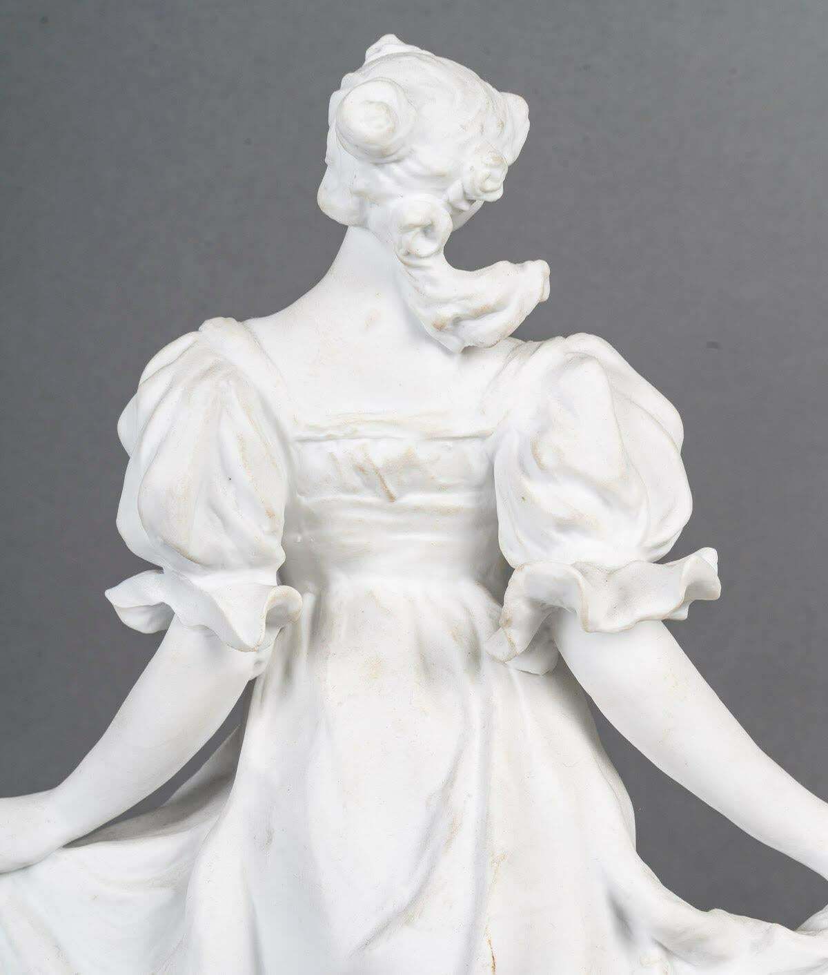 Pair Of Biscuit Sculptures, 1900, On An Attractive Gilded Carved Wood Base. photo buy