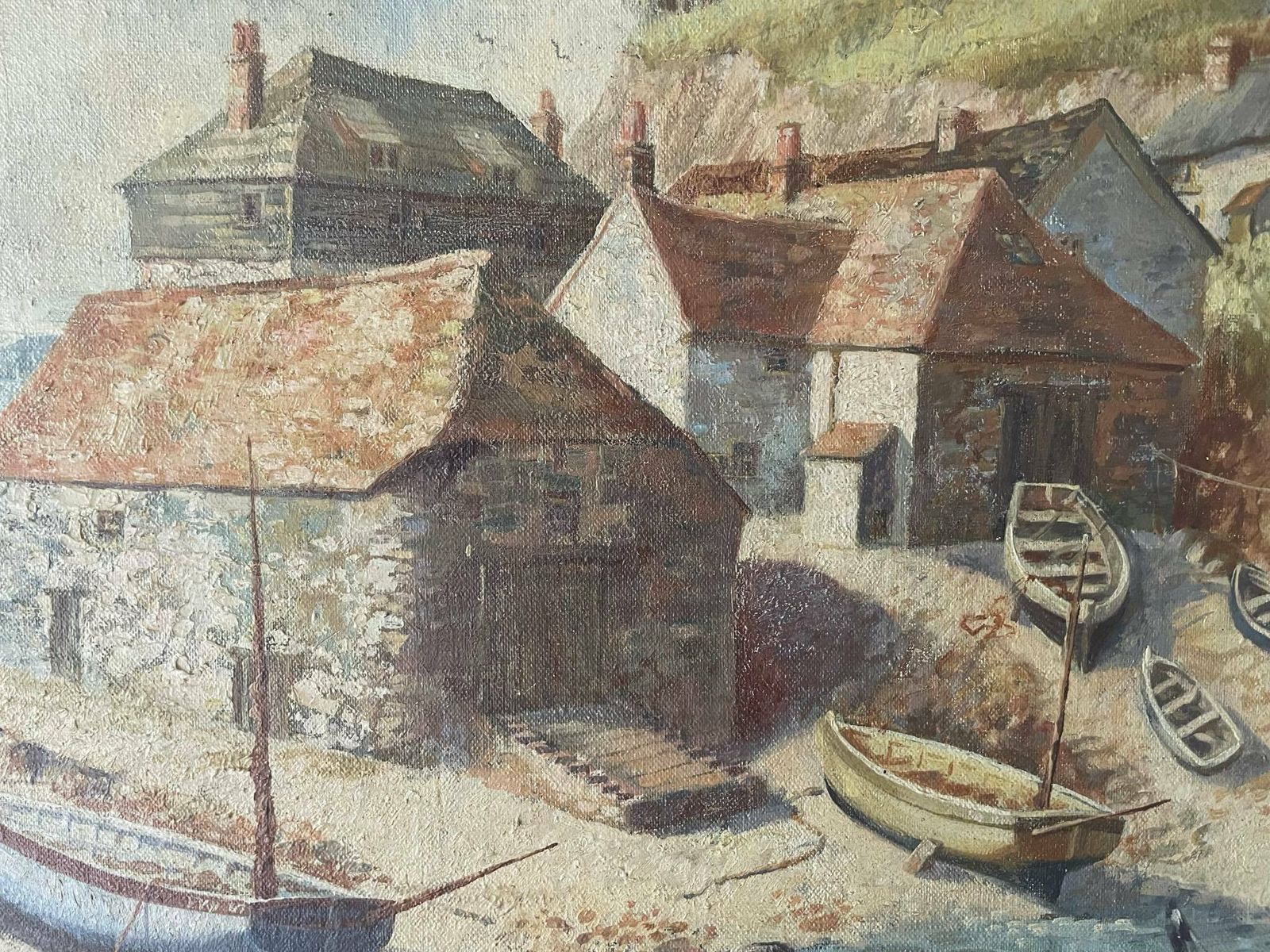 Daphne Padden   Cornish Harbour 1948   Oil On Canvas   St Ives Cornwall Fishing photo furniture