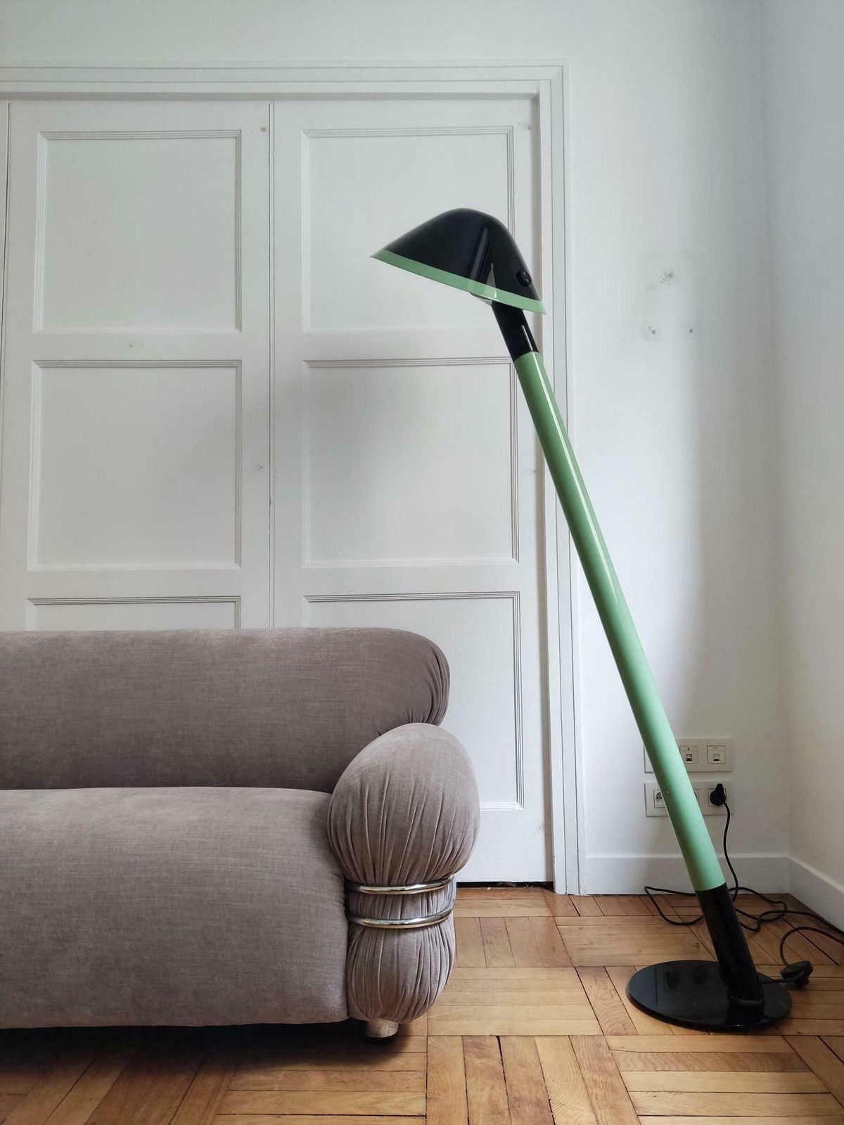 photo for sale Lacquered Floor Lamp   The Man Who Leans   France 1970