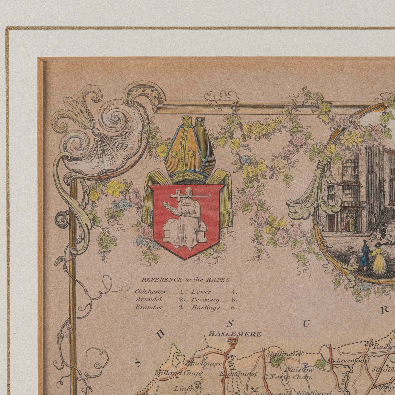 Antique County Map, Sussex, English, Framed Lithography, Cartography, Victorian photo buy