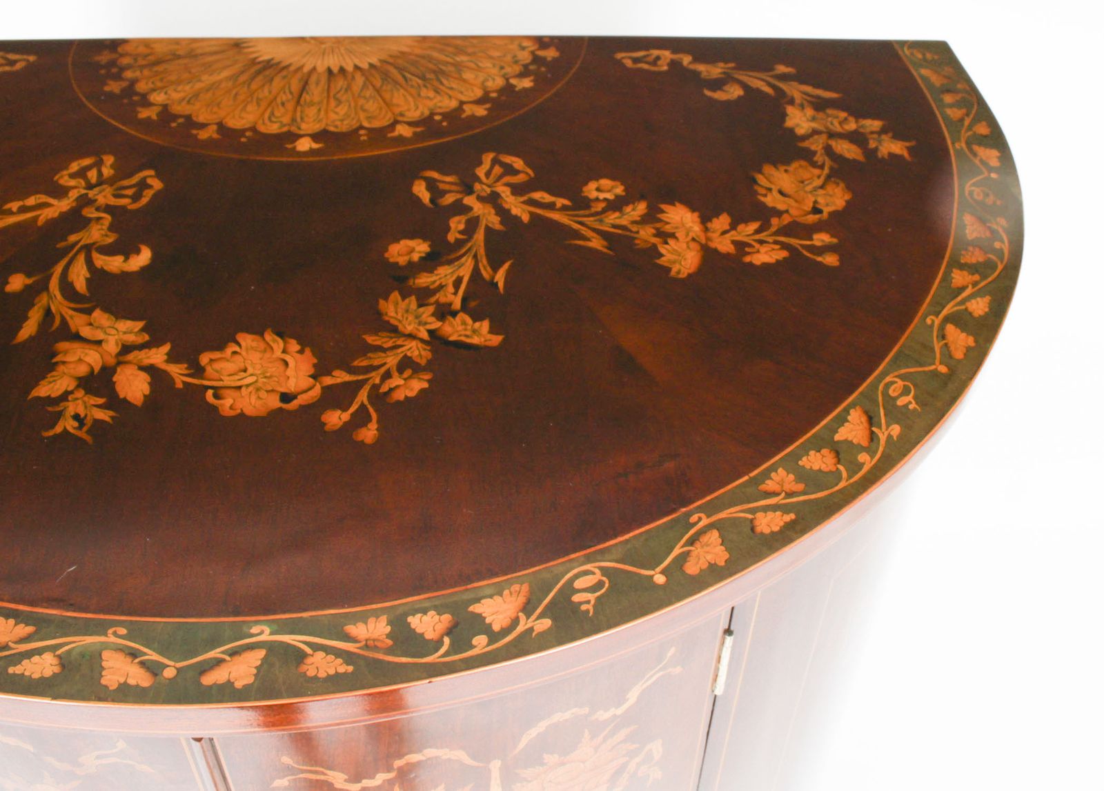Victorian Marquetry Demi Lune Cabinet 19th Century photo buy