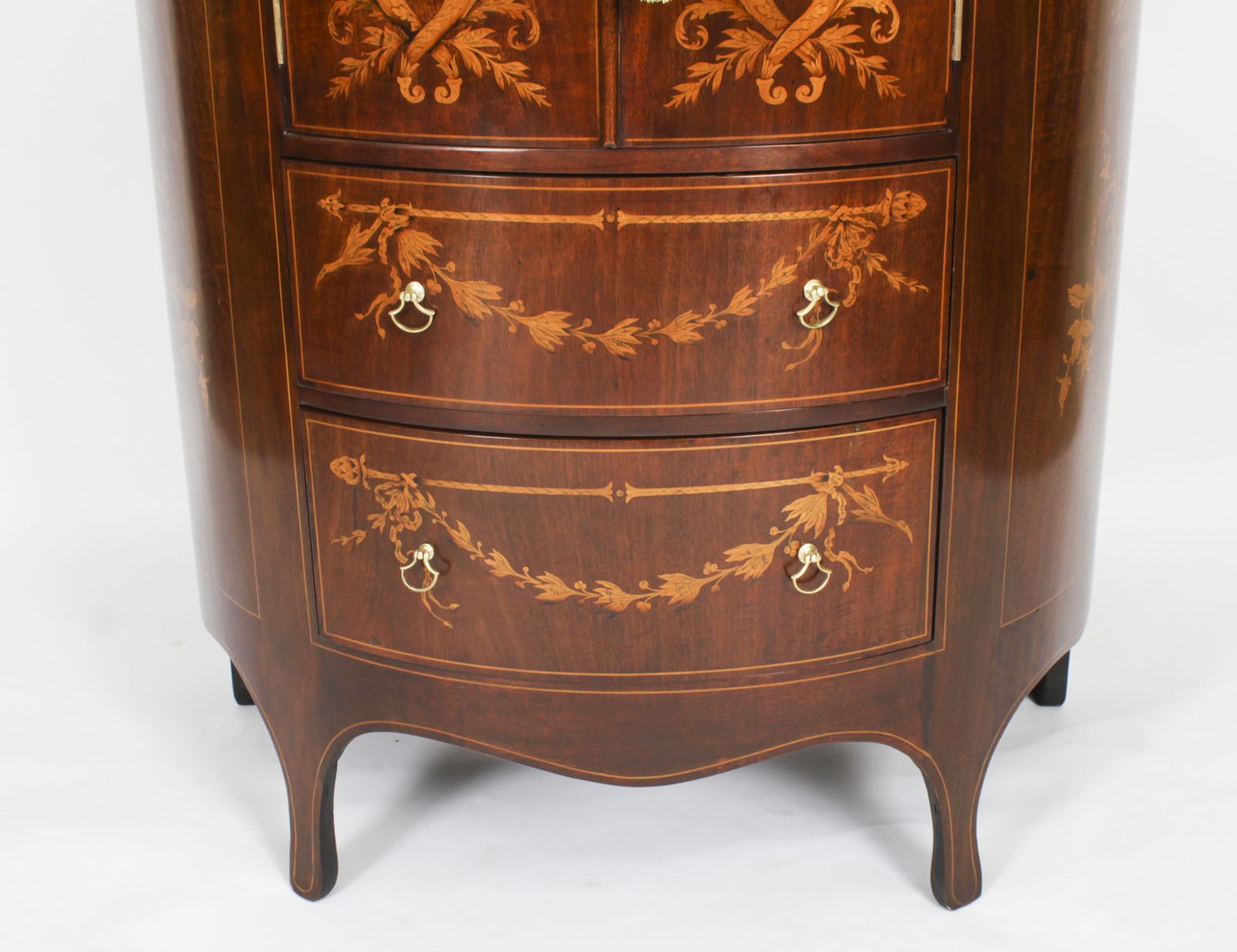 photo furniture Victorian Marquetry Demi Lune Cabinet 19th Century