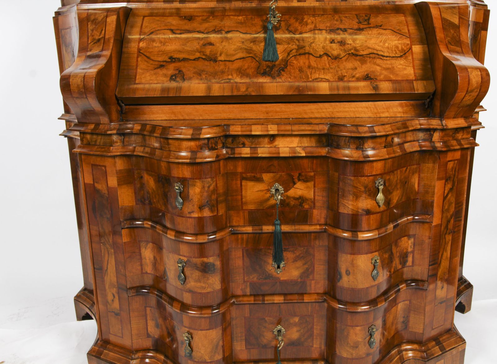 Antique Italian Venetian Burr Walnut Bureau Bookcase  19th Century photo buy