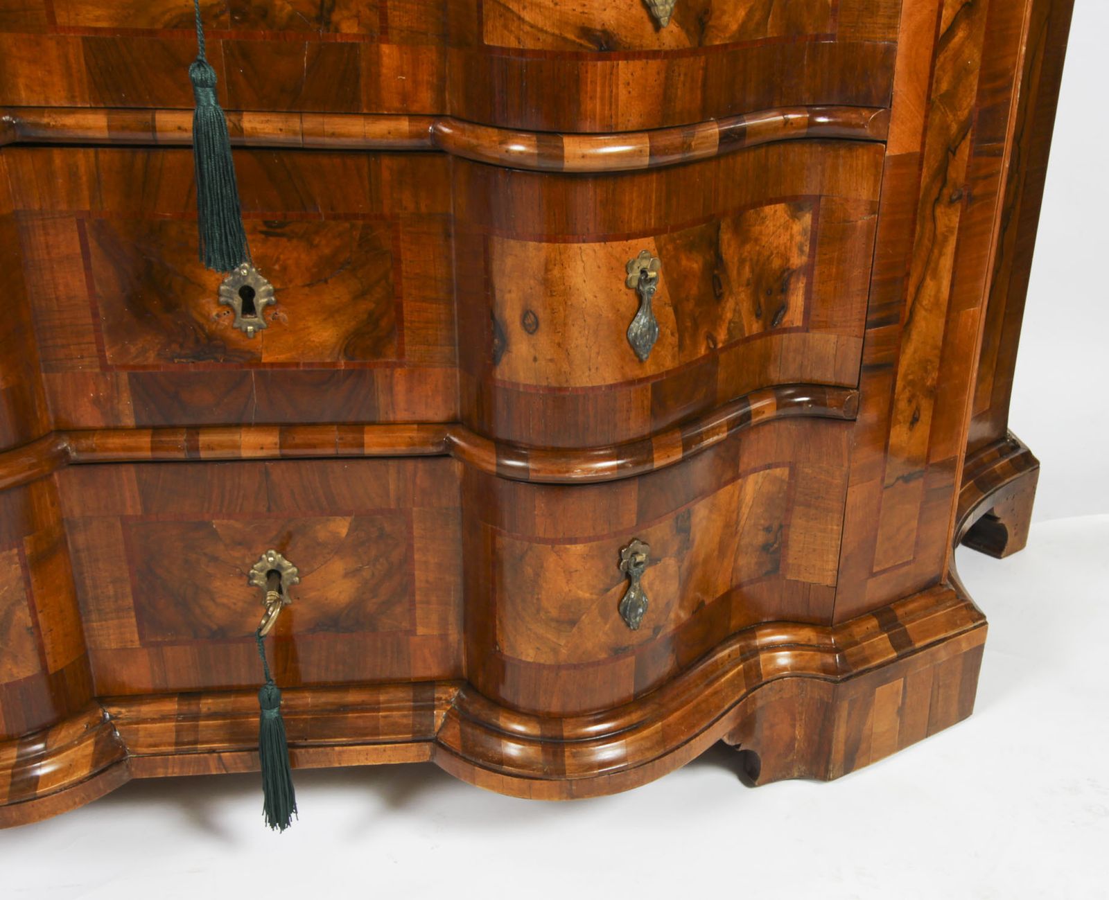 photo for sale Antique Italian Venetian Burr Walnut Bureau Bookcase  19th Century