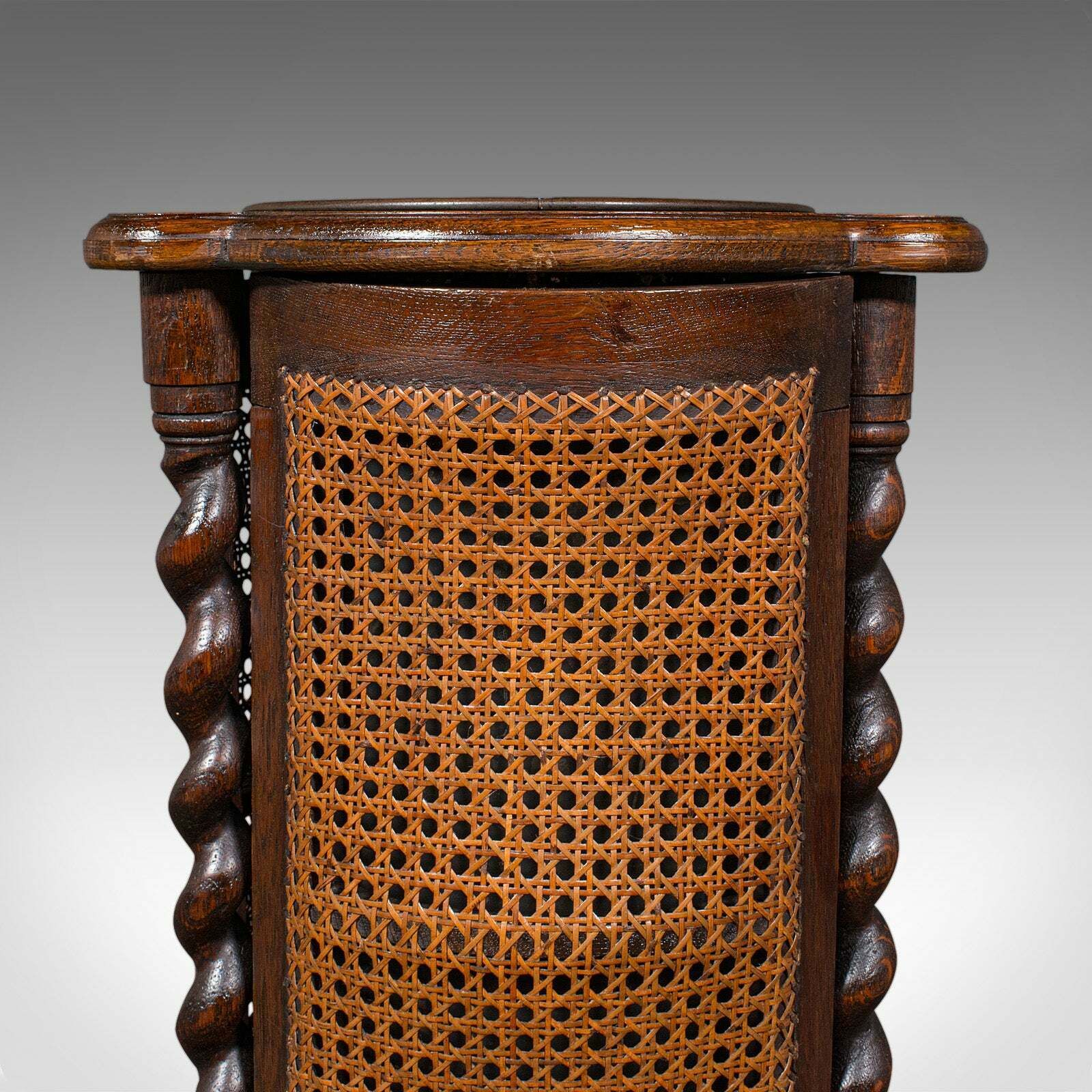 Antique Cylindrical Stick Stand, English, Oak, Reception, Umbrella, Edwardian photo vintage