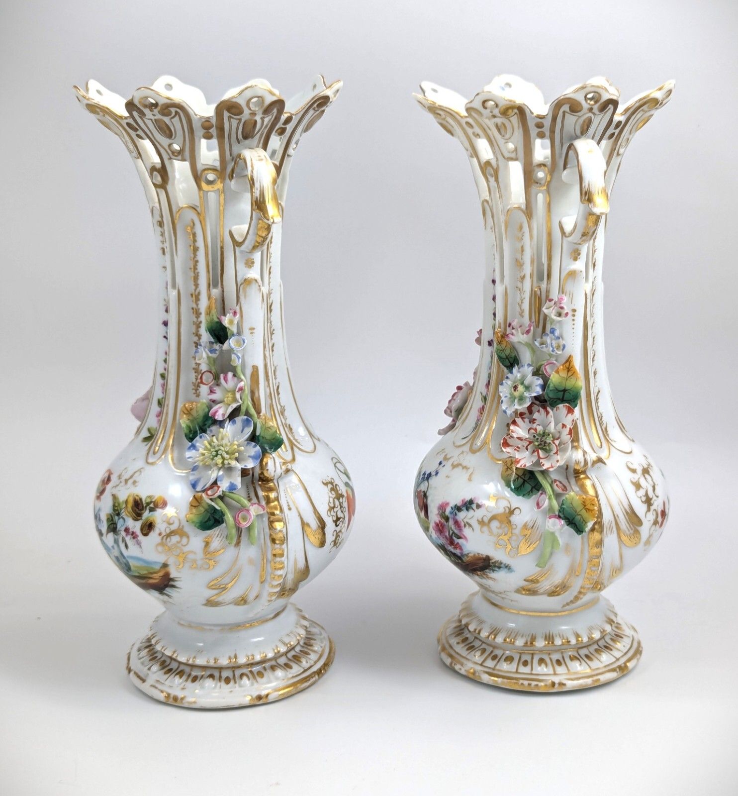 A Pair Of Old Paris Porcelain Vases, C. 19th Century photo furniture