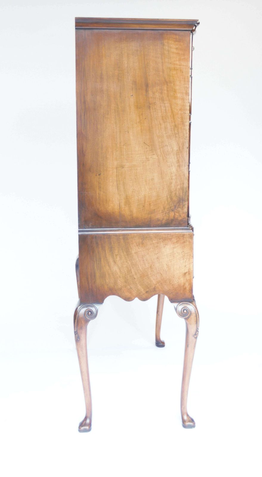Queen Anne Revival Walnut Chest On Stand Circa 1920s photo for sale