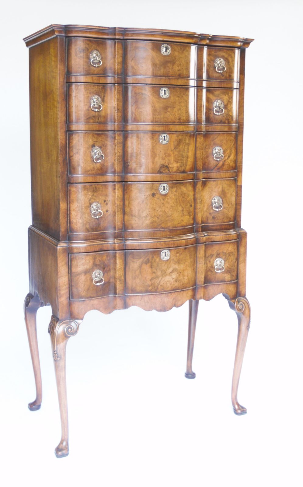 Queen Anne Revival Walnut Chest On Stand Circa 1920s