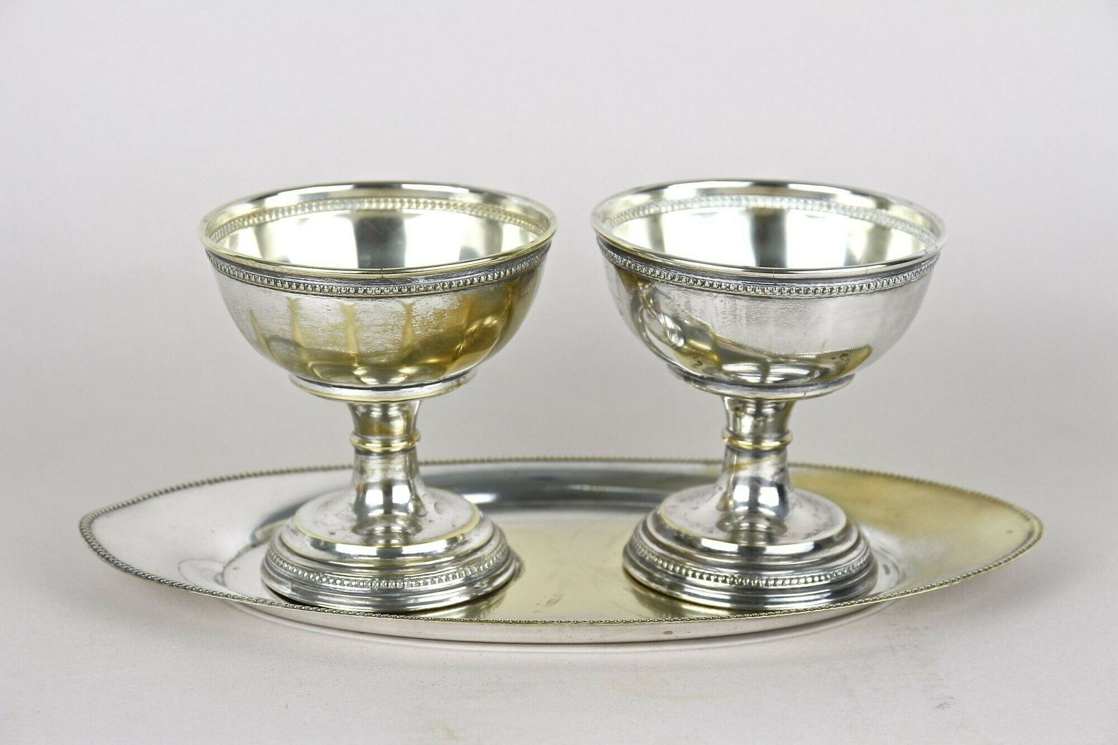 Art Nouveau Silvered Brass Goblets On Tray By Argentor, 20th Century, At Ca. 1910 photo 520.0