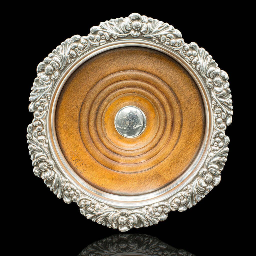 Antique Duo, Magnum Bottle Coasters, English, Champagne, Cork Puller, Edwardian photo vinterior