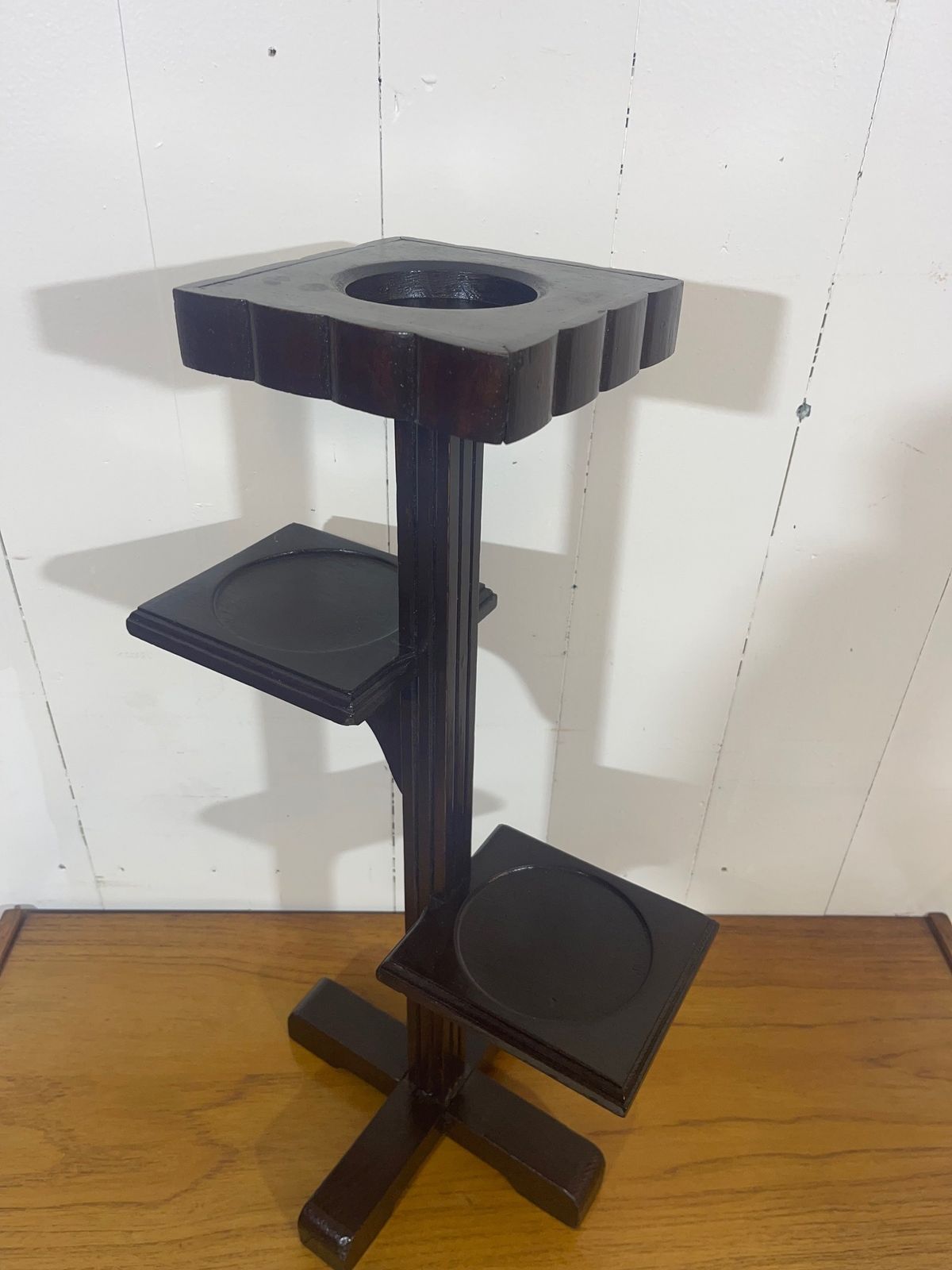 149.0 Art Deco Tiered Hand Crafted Plant Stand In Solid Pine With A Painted Finish photo