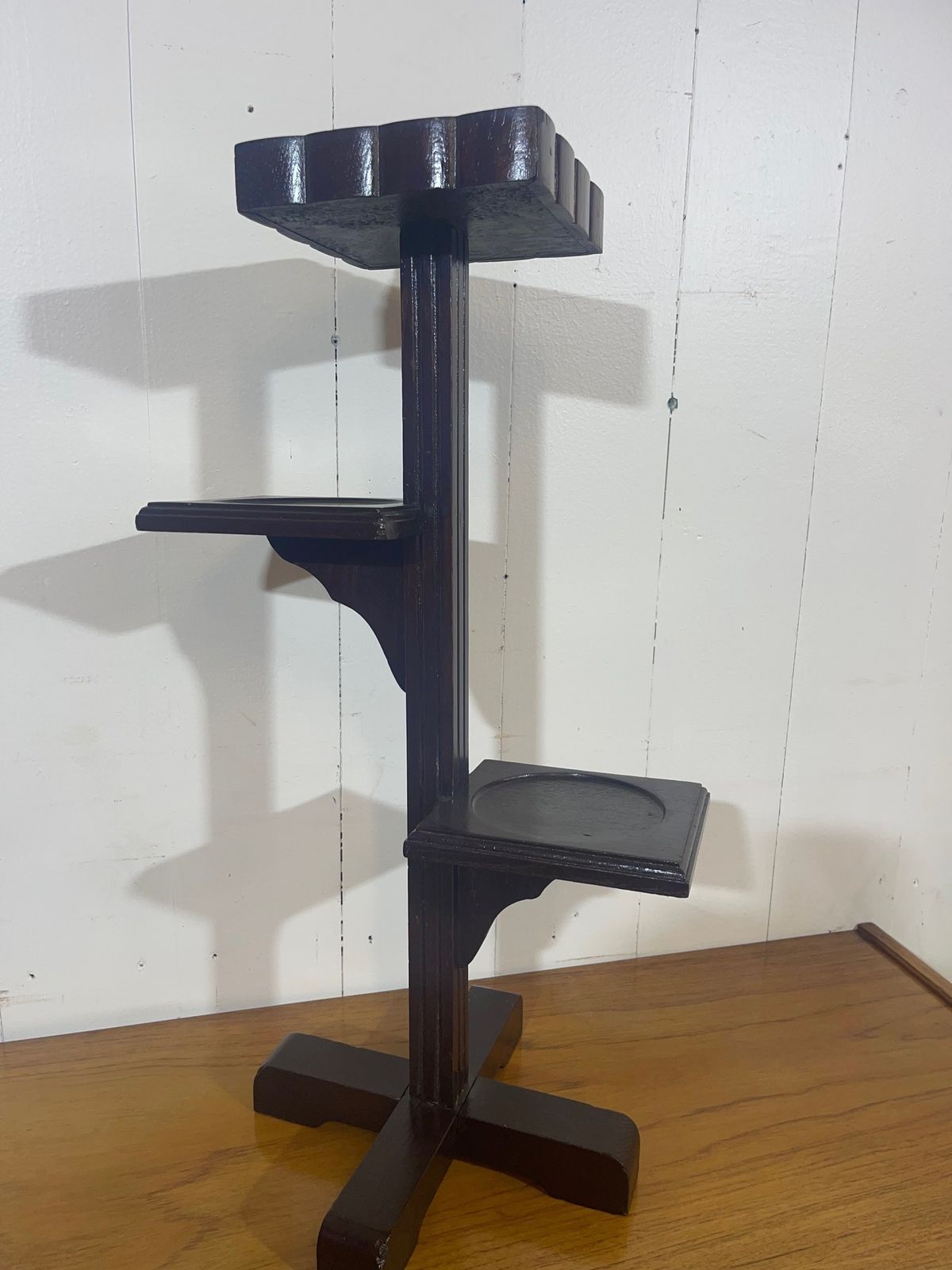 photo vinterior Art Deco Tiered Hand Crafted Plant Stand In Solid Pine With A Painted Finish