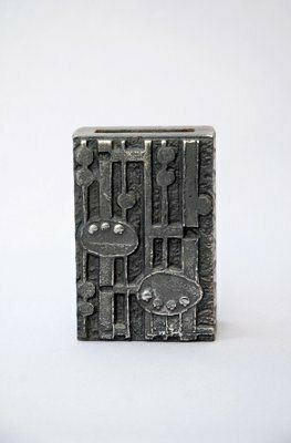 Brutalist Cast Stainless Steel Vase By Olav Joa For Figgjo, 1970s photo for sale