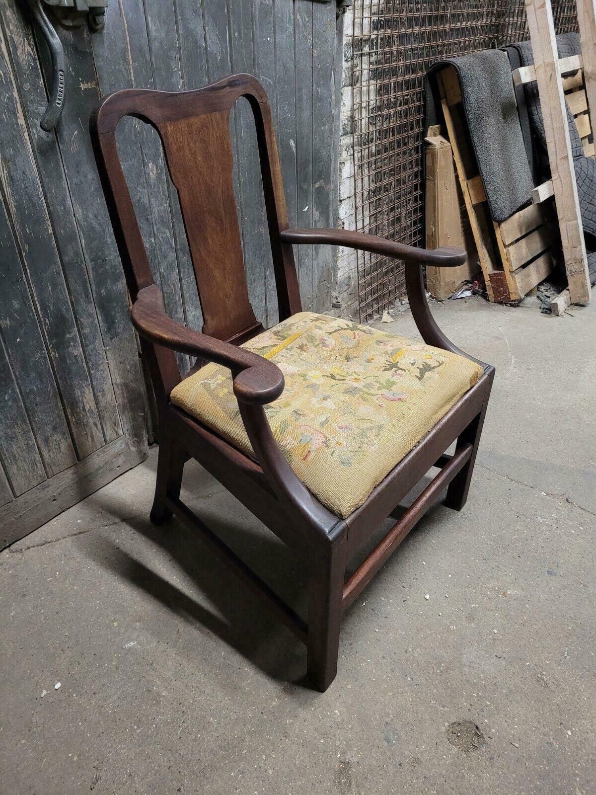 Antique 18th Century Early Georgian Elbow Chair Armchair photo Furniture