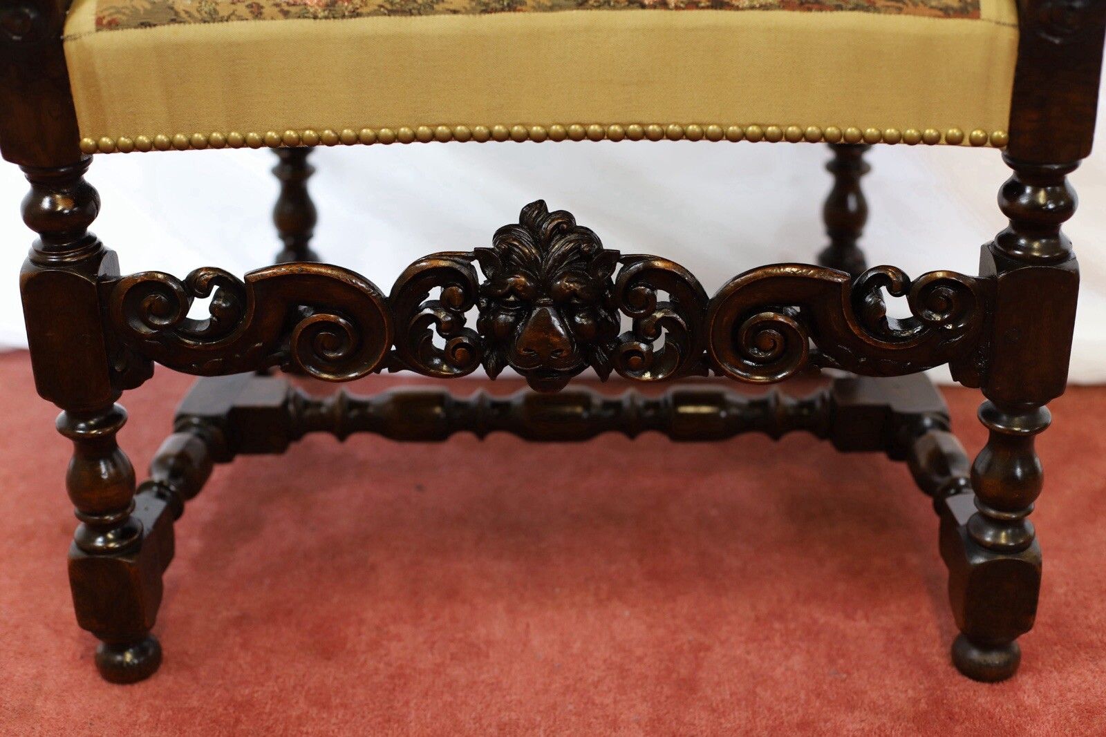 Furniture Beautiful Set Of Eight Italian Walnut Dining Armchairs In Renaissance Style photo