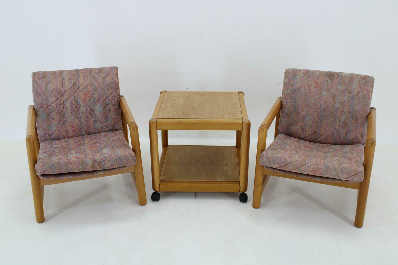 1970s Pair Of Beech Armchairs And Coffee Table  By Ton, Czechoslovakia photo for sale