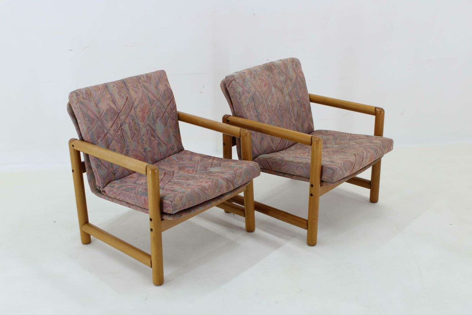 1970s Pair Of Beech Armchairs And Coffee Table  By Ton, Czechoslovakia photo vintage