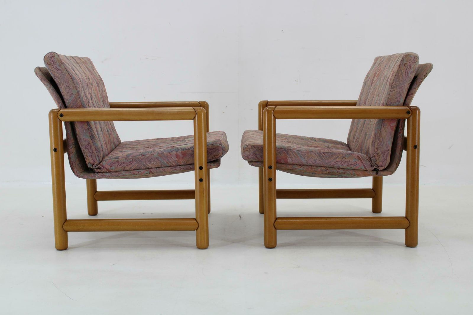 Furniture 1970s Pair Of Beech Armchairs And Coffee Table  By Ton, Czechoslovakia photo