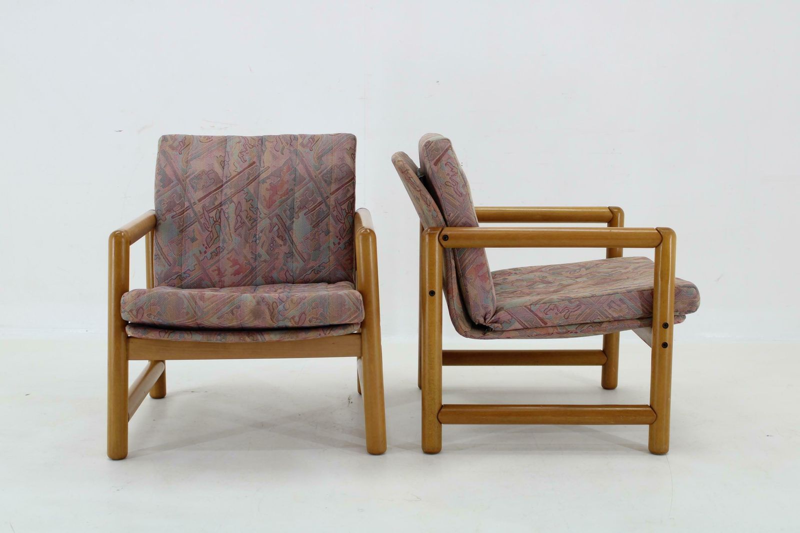 1970s Pair Of Beech Armchairs And Coffee Table  By Ton, Czechoslovakia photo for sale
