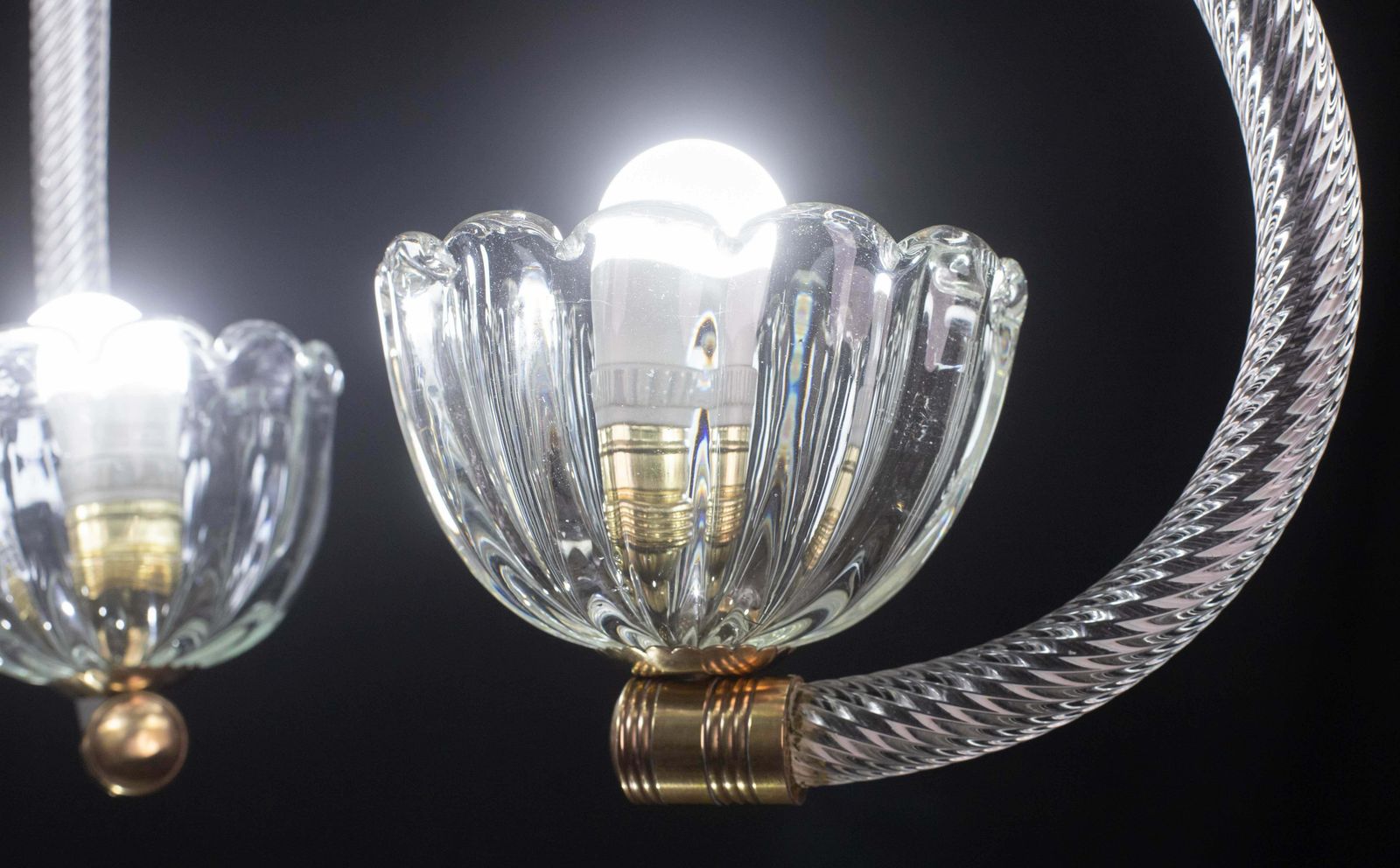Fantastic 3 Cup Barovier E Toso Art Deco Chandelier, 1940s photo vintage