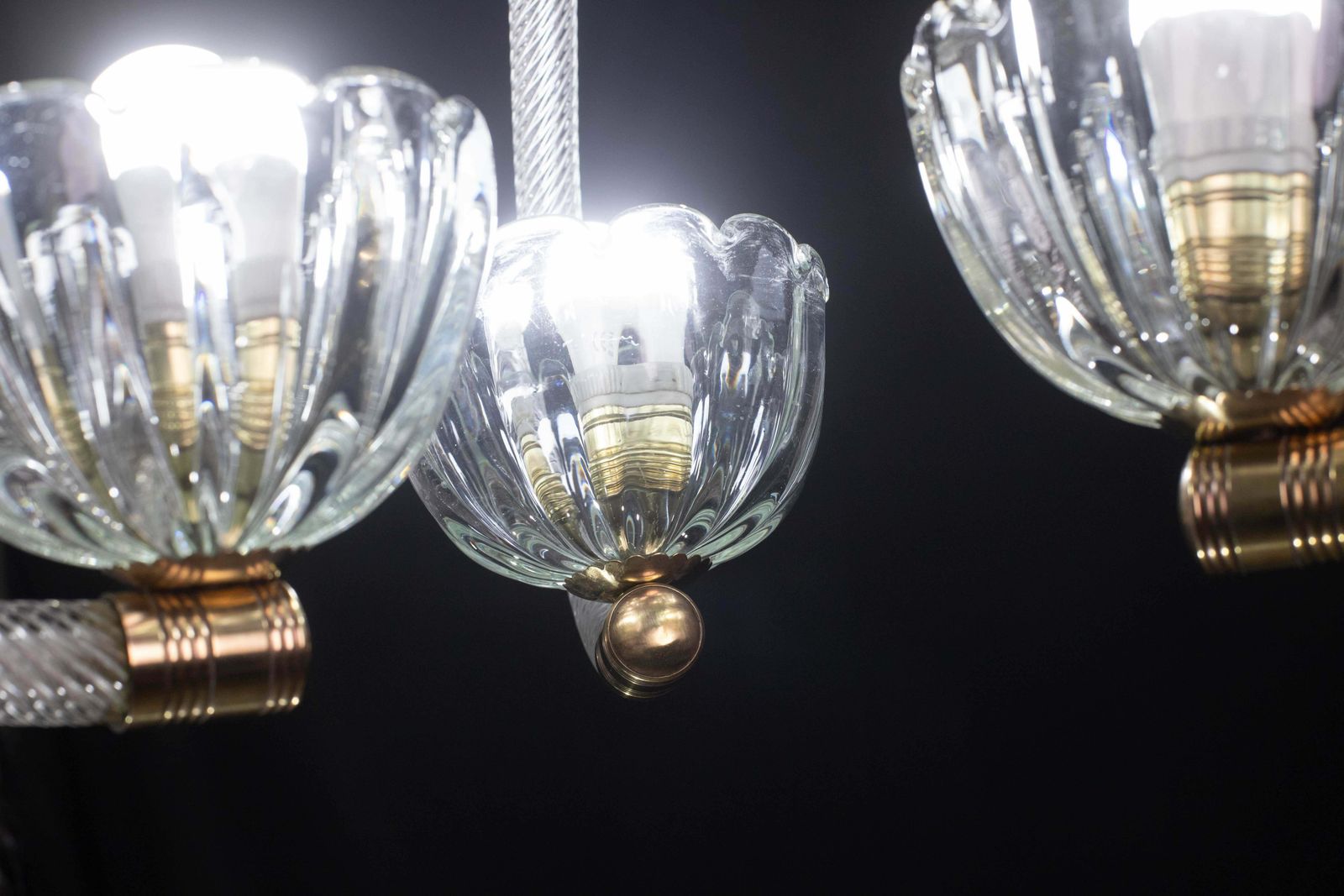 Lighting Fantastic 3 Cup Barovier E Toso Art Deco Chandelier, 1940s photo