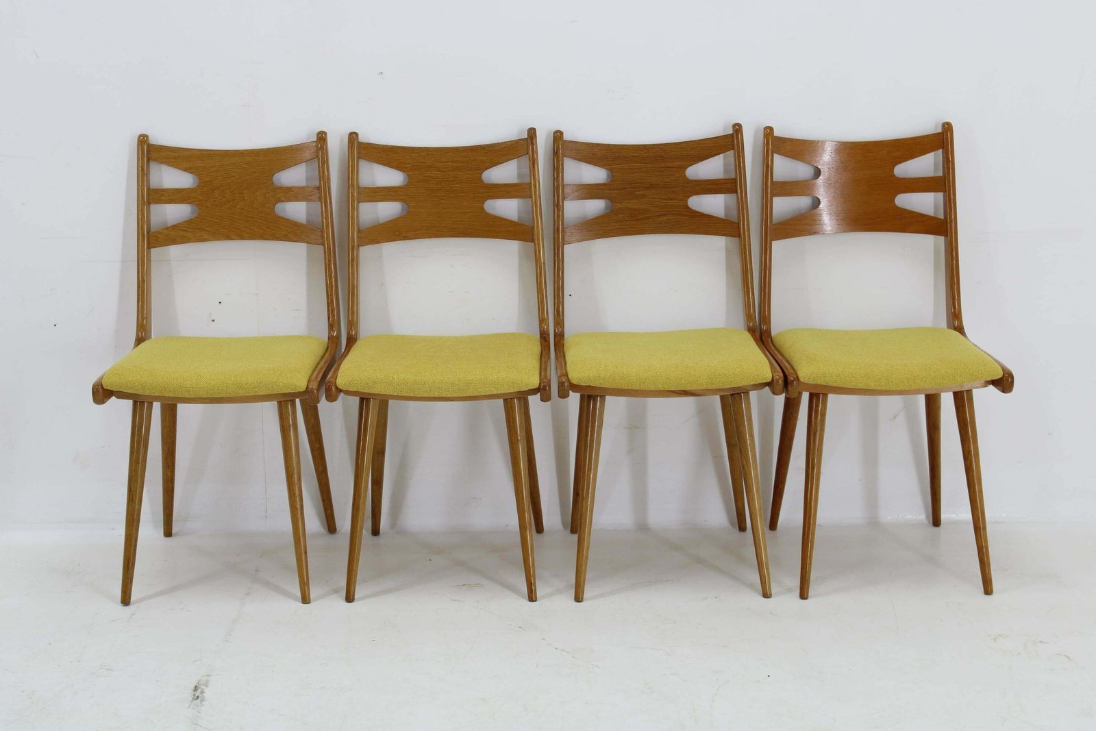 1960s Set Of Four Restored Rare Dining Chairs, Czechoslovakia photo for sale