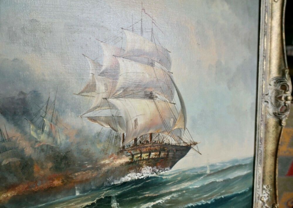 Oil On Canvas The Smoke 0f Battle Signed J.C.Ambrose photo 1020.0