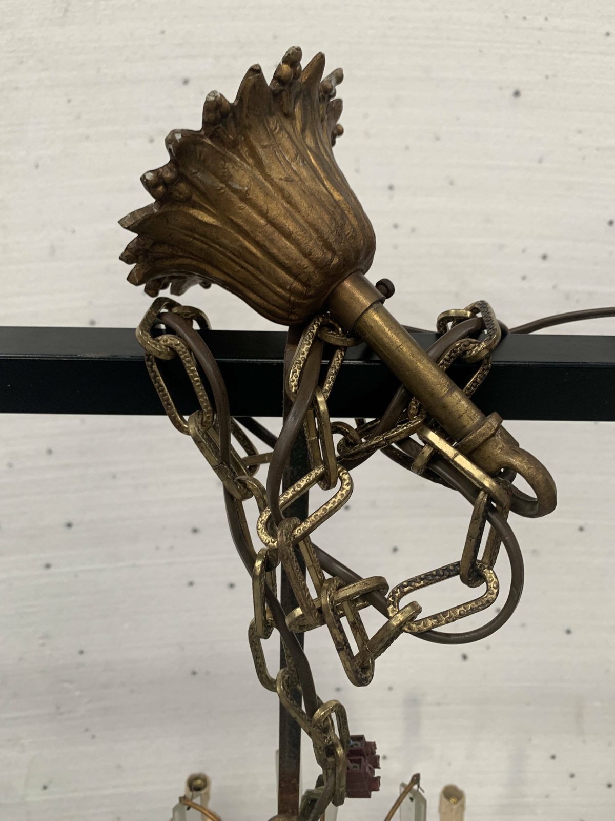 20th Century Bronze Basket Chandelier With Tassels photo furniture