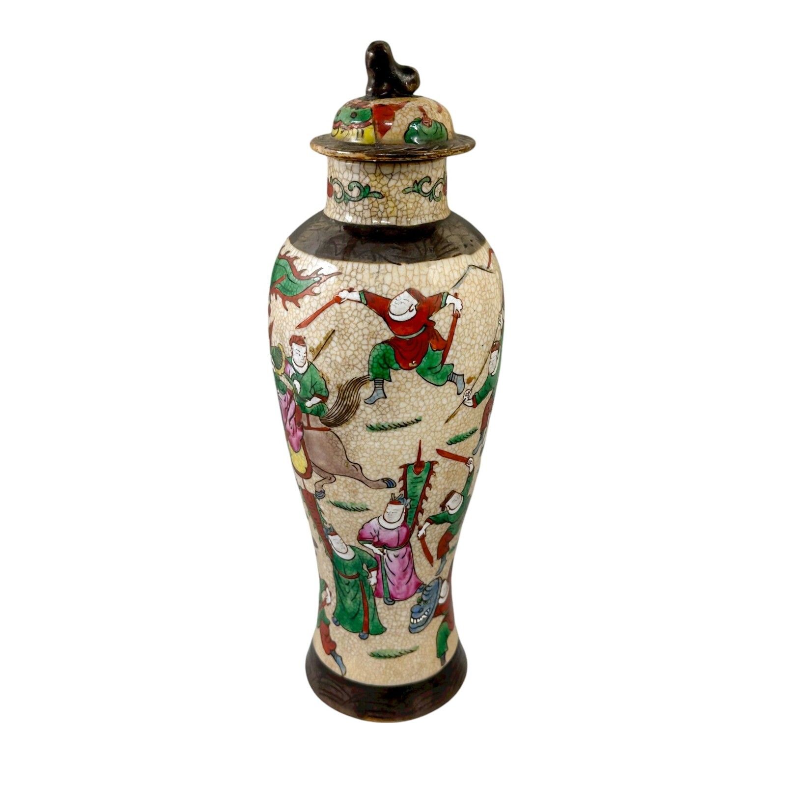 Antique 19th Century Chinese Chenghua Style Famille Verte Crackle Glaze Jar Vase photo furniture