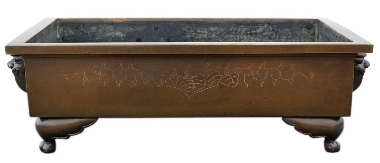 Antique Oriental Japanese Large Fine Quality Bronze Bowl Planter Jardinière Suiban Ikebana C.1930