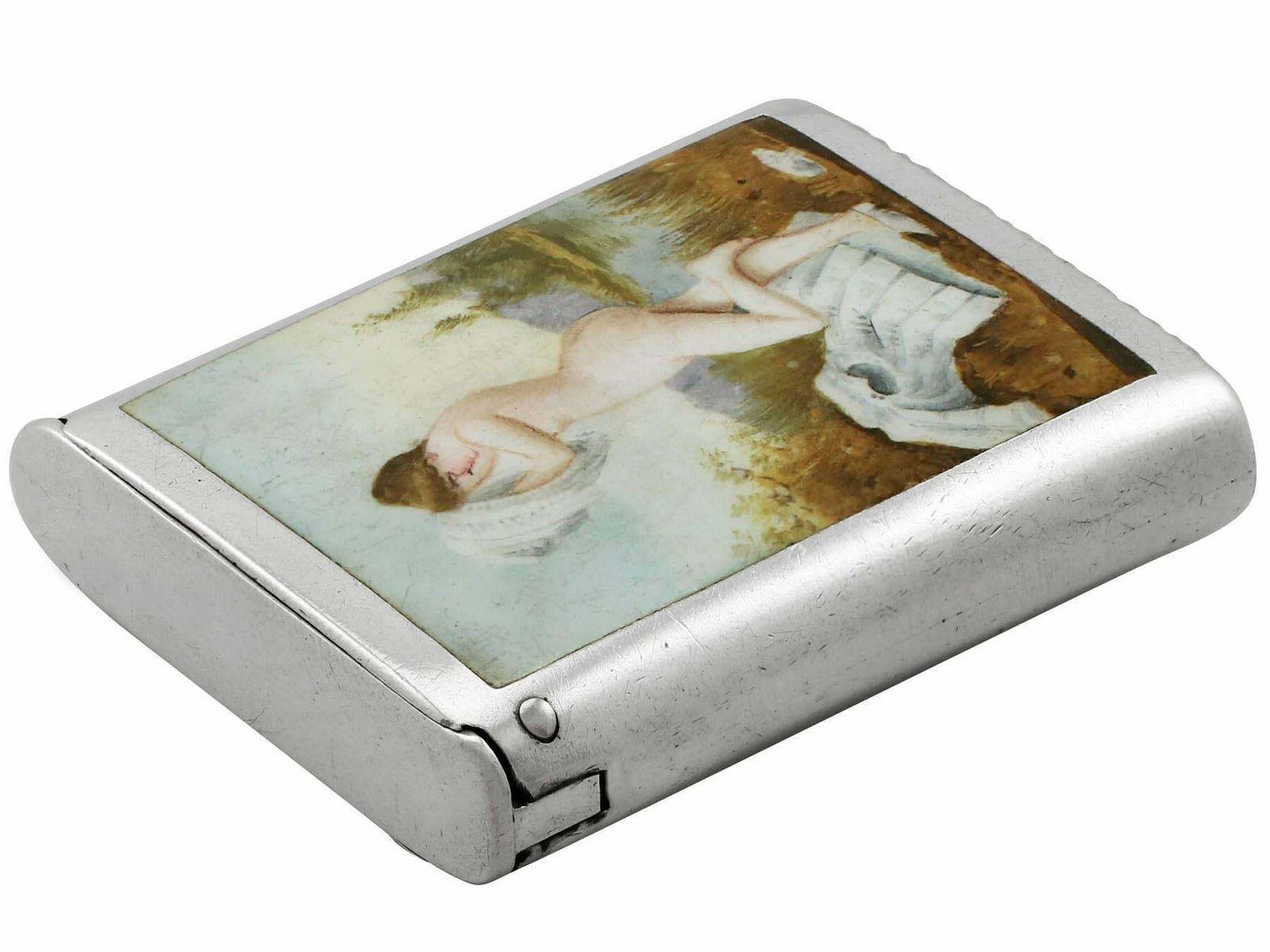 Victorian Sterling Silver And Erotica Enamel Vesta Case photo 1755.0