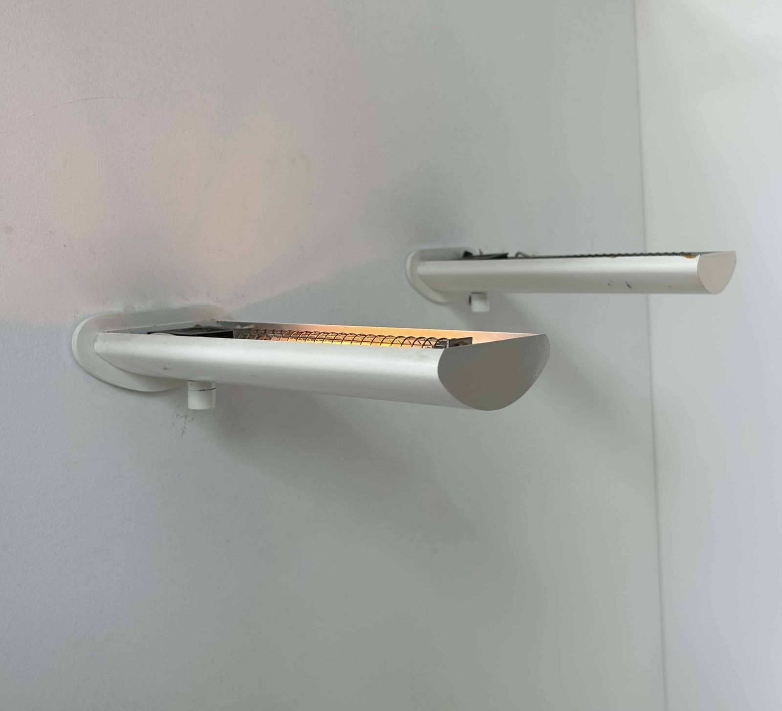 Pair Of Vintage Wall Lights With Variable Intensity, White Lacquered Metal, France 1970 photo for sale