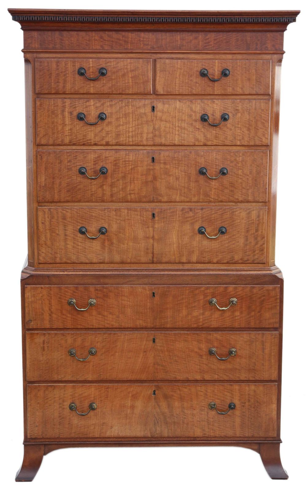 Antique 19th Century Inlaid Mahogany Tallboy Chest On Chest Of Drawers – Elegant Storage Solution photo furniture