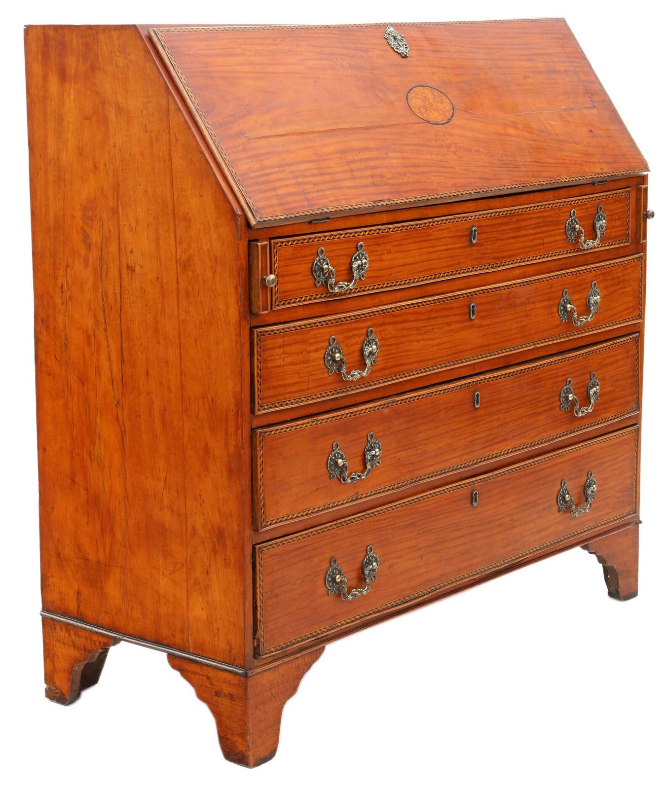 Antique Georgian 18th Century Satin Walnut Bureau Desk Writing Table – Elegant Classic Furniture