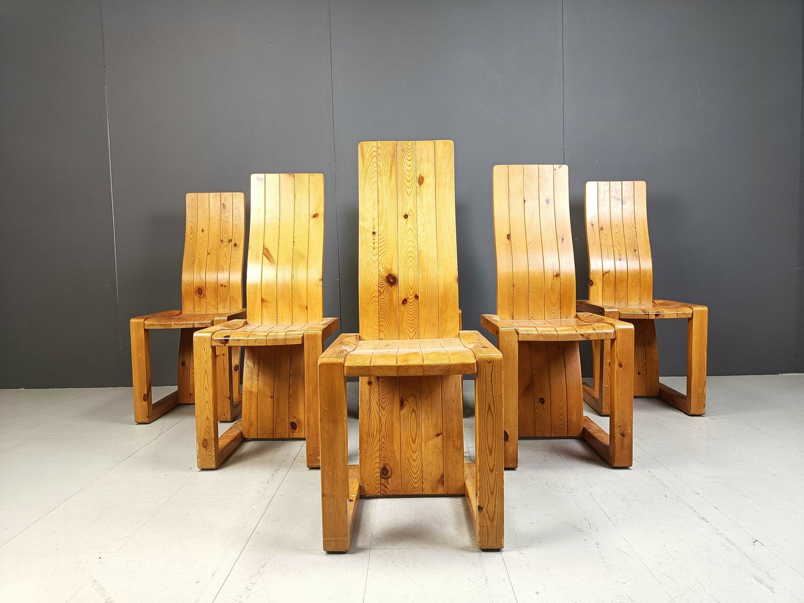Vintage Finnish Pine Wood Dining Chairs, 1970s