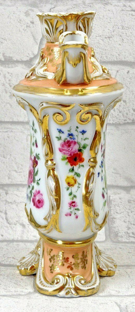 Large Tulip Pot With Dolphin Heads In Paris Porcelain   Ep. 1st 19th Century photo furniture