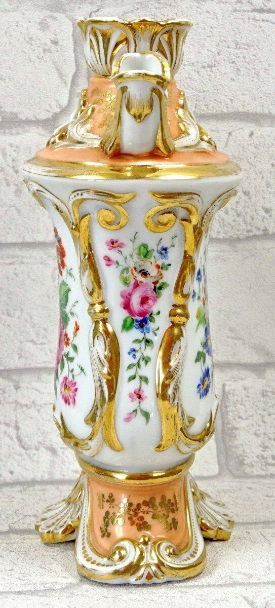 Large Tulip Pot With Dolphin Heads In Paris Porcelain   Ep. 1st 19th Century photo Home Decor