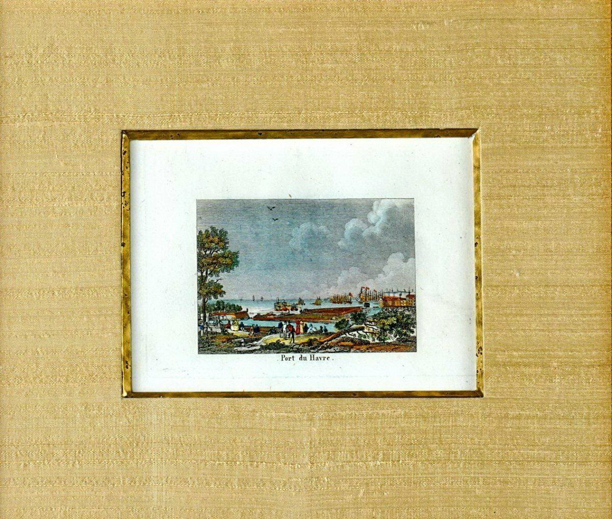 Small Engraving Of The Port Of Le Havre   Ep. Early 19th Century photo Art