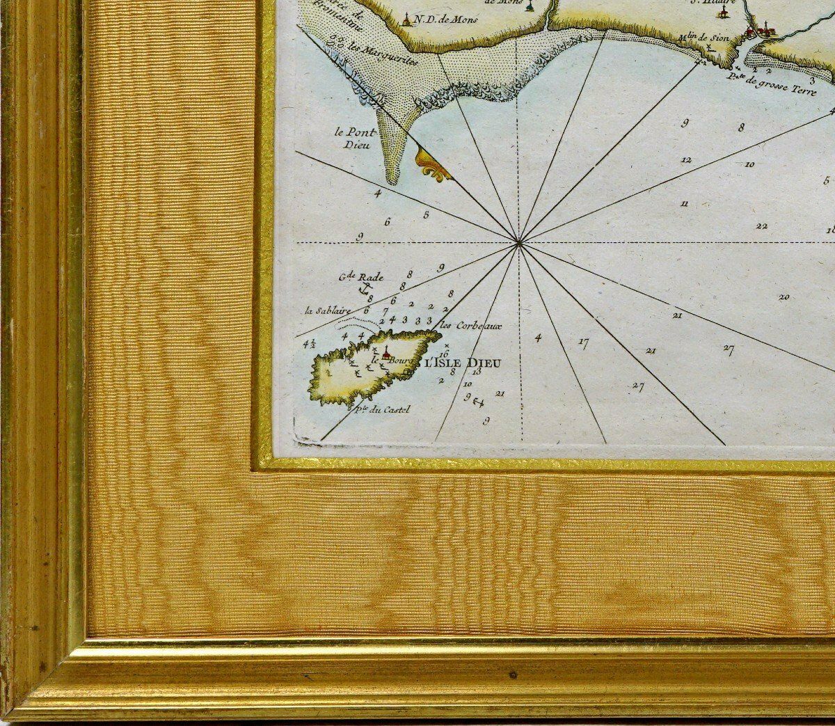 Rare Engraving Of A Marine Chart Of Vendée   No. 27   L'isle D'yeu   Sables D'olonne   18th Century photo furniture