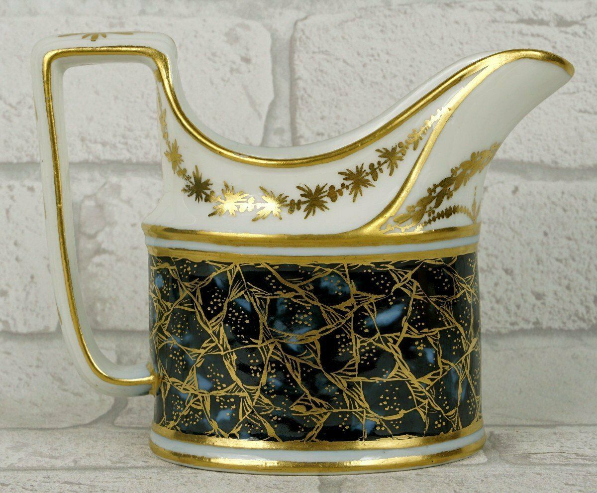 Rare Paris Porcelain Milk Jug   Manufacture A La Reine Fond   Lapis Lazuli   Ep. 18th photo for sale