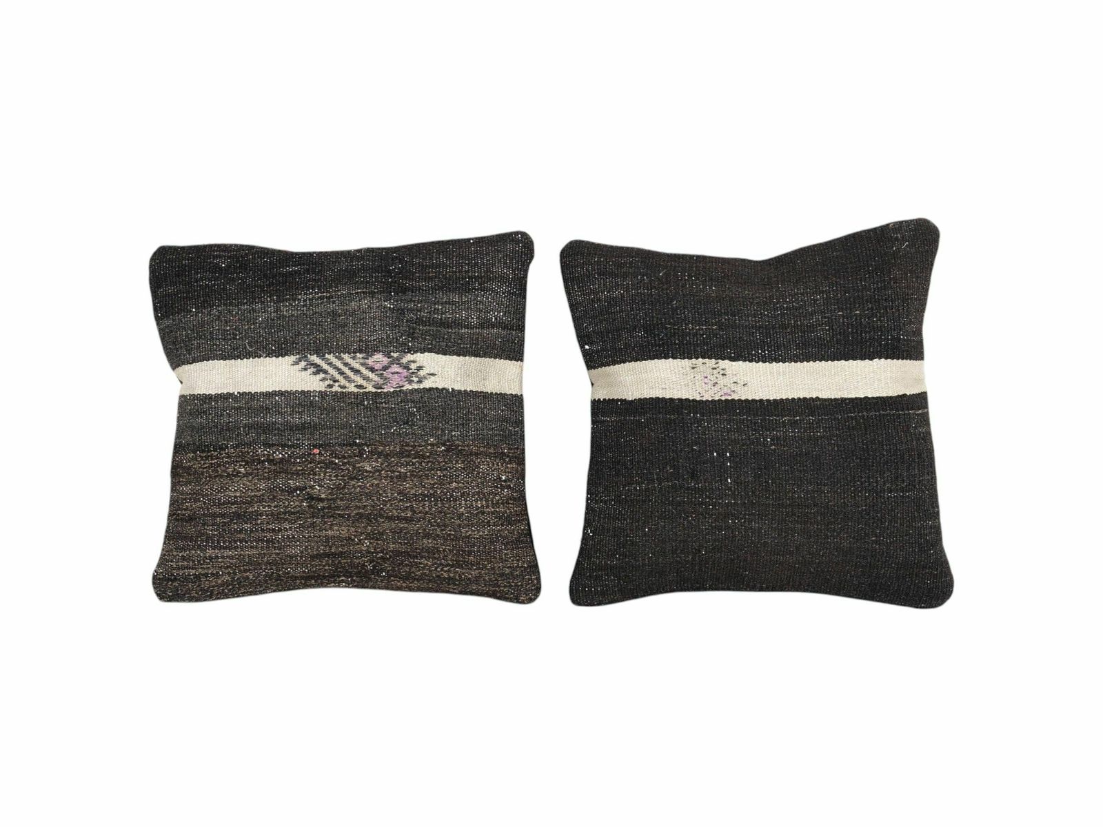 Handmade Turkish Brown And Black Kilim Pillow Cover – Set Of Two Organic For  & Vintage Homes