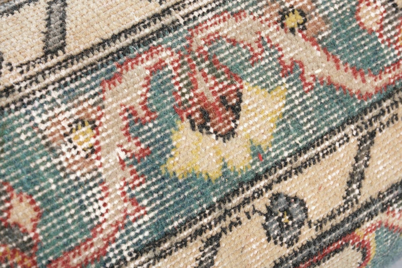 Blue Floral Turkish Oushak Rug Pillow Cover, Queen Boho Woven Bedding Carpet Pillow Cover photo for sale
