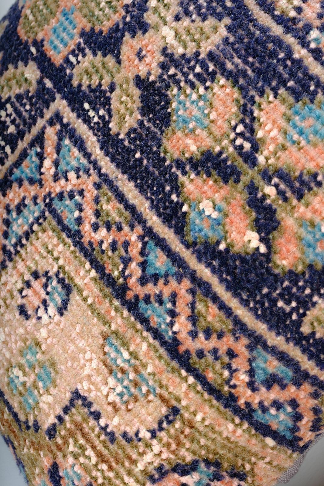 Bohemian Navy Blue And Olive Rug Pillow Cover, Set Of Two Wool Turkish Carpet Pillow With Mid Century Design photo furniture