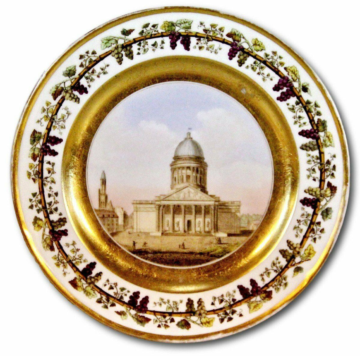 Porcelain Plate From Paris "Le Pantheon"   Workshop Of Stone Coquerel And Legros   Ep. Empire