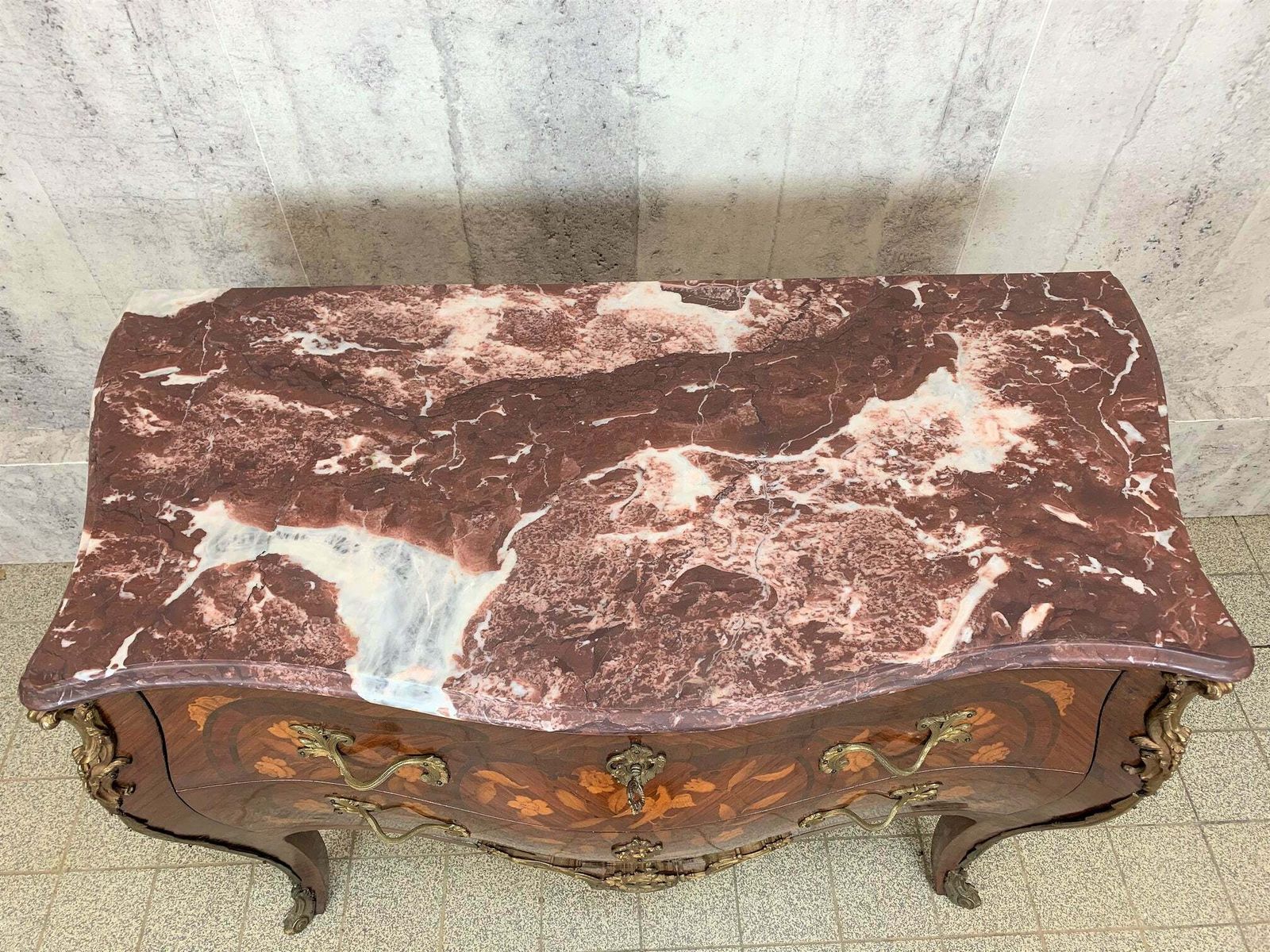 Louis XV Style Marble Topped Bombe Chest Of Drawers Commode photo Furniture