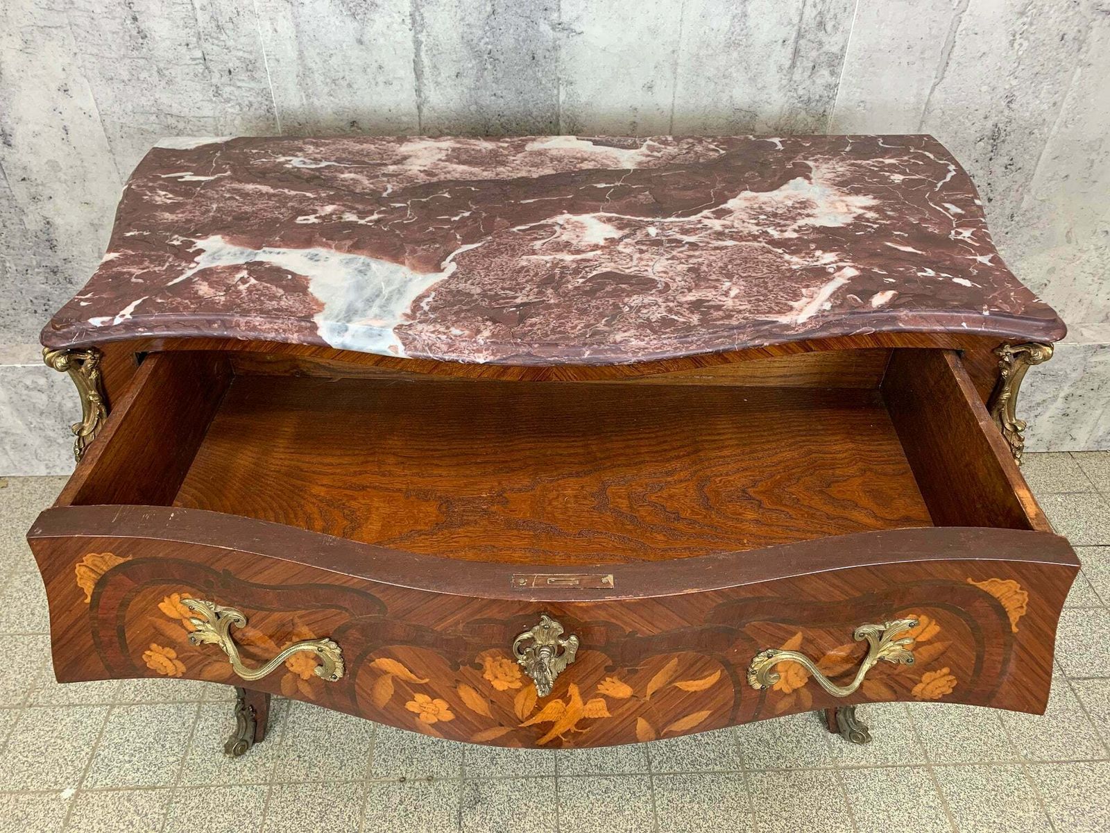 Louis XV Style Marble Topped Bombe Chest Of Drawers Commode photo buy