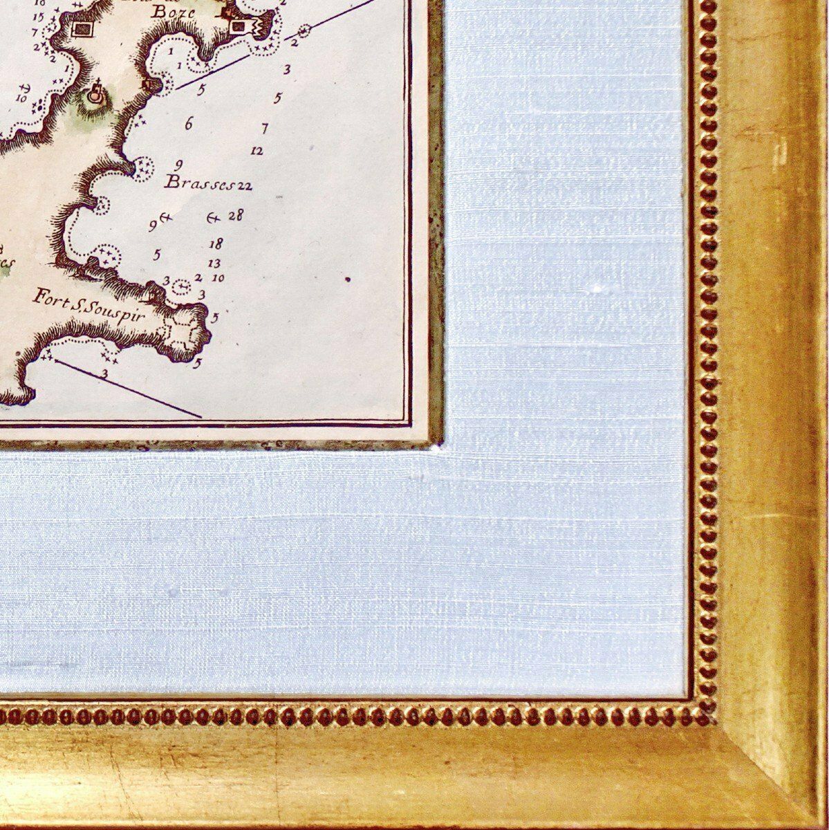 Rare Engraving Of A Marine Chart   Plan Of The Bay Of Villefranche Sur Mer   18th Century photo furniture