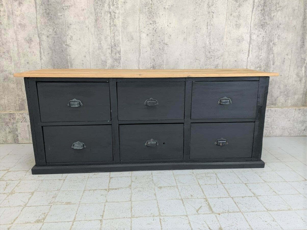 Black Hardware Store Counter Sideboard Drawers photo for sale