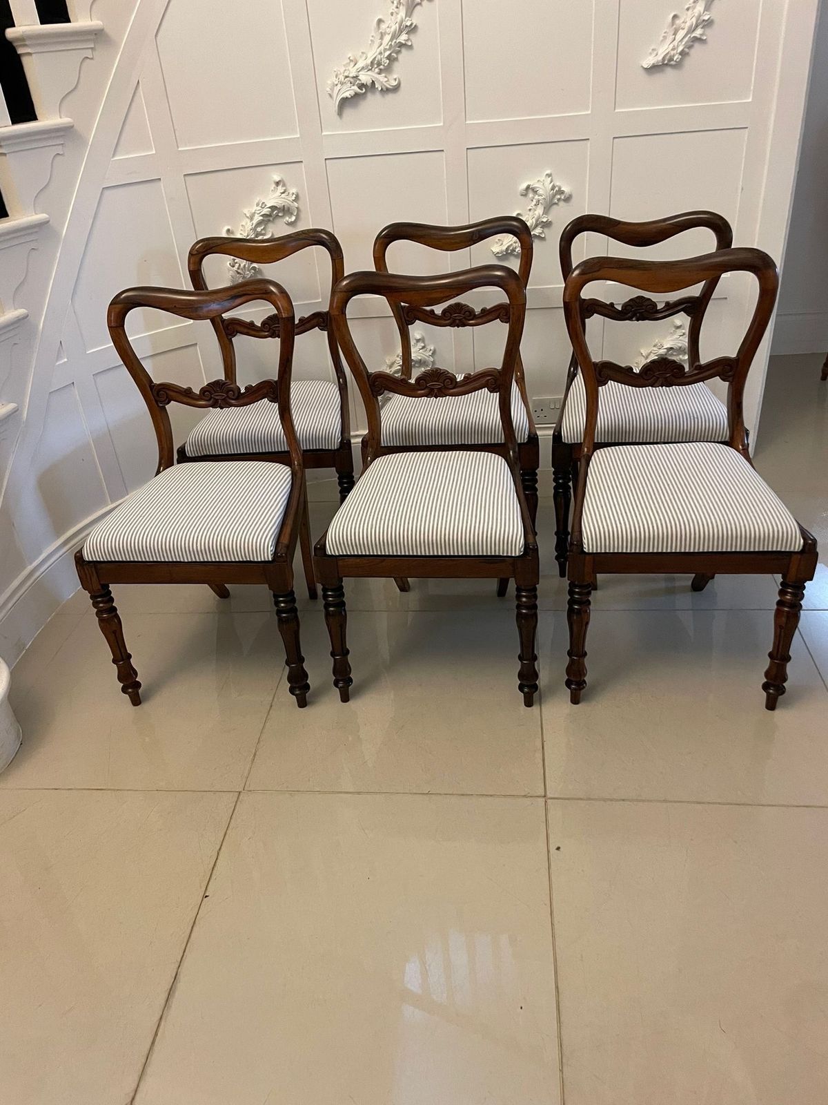 photo for sale Set Of Six Antique 19th Century Quality Rosewood Dining Chairs